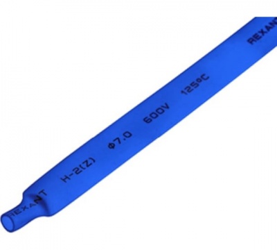 Термоусадочная трубка REXANT 7,0/3,5 мм, синяя, упаковка 50 шт. по 1 м