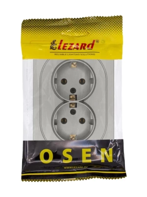 OSEN Розетка двойная с/з ПБТ Серый матовый (10шт/120шт)
