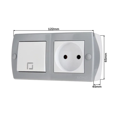 Octans Выкл. 1 кл. + Розетка б/з Серый  (6)