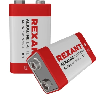 Алкалиновая батарейка 6LR61 ("Крона") 1шт 9 V 600 mAh блистер Rexant 30-1061