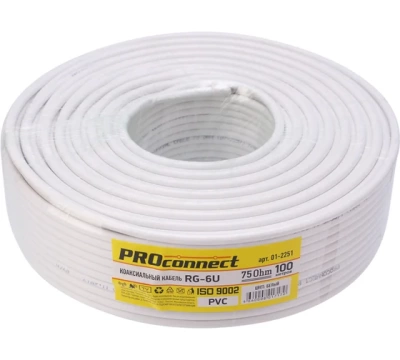 Кабель RG-6U, (32%), 75 Ом, 100м., белый  PROCONNECT LIGHT