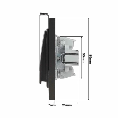 L / D Механизм  Выкл. 2 кл. с Подсв. Графит  (12)