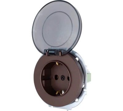 OSEN Розетка с/з с крышкой ПБТ Шоколад (10шт/120шт)