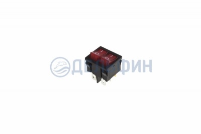 Выключатель клавишный 250V 6А (6с) ON-OFF красный с подсветкой ДВОЙНОЙ  Mini  REXANT   (10)