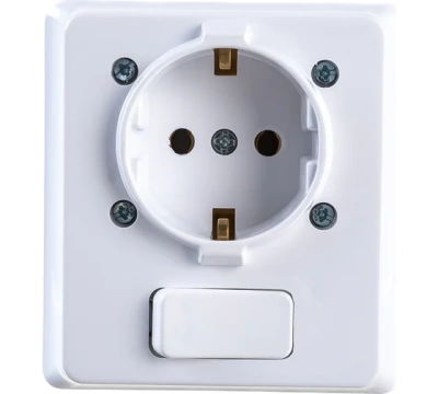 Розетка NE-AD с заземлением 16А 250В и выключателем 10А 250В, цвет белый