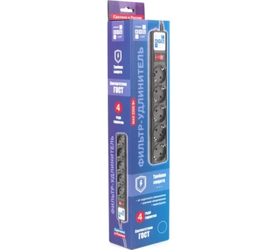 Power Cube Сетевой фильтр PC 3м 5р, черный графит 10А/2,2кВт