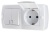 Octans Выкл. 2 кл. + Розетка с/з с крышк.  Белый  (6)