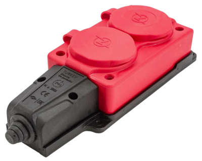 104 400 Колодка штепсельная-каучуковая, 2 гнезда (красный)  Элемент