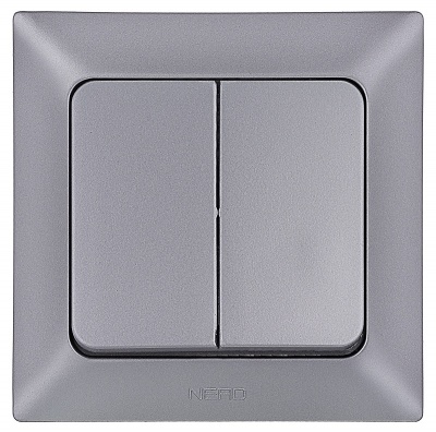 ARAS Выключатель 2кл. 10А,250В, IP20  мет. серебро (12)