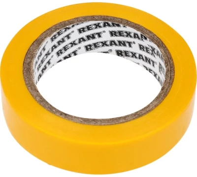 Изолента ПВХ REXANT 15 мм х 10 м, желтая, упаковка 10 роликов