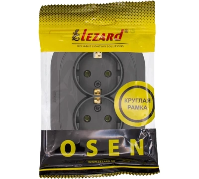 OSEN Розетка двойная с/з ПБТ Чёрный бархат КРУГЛАЯ (10шт/120шт)