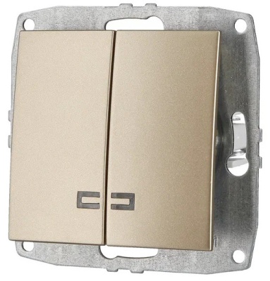 L / D Механизм  Выкл. 2 кл. с подсв. Титан  (12)