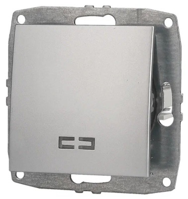 L / D Механизм  Выкл. 1 кл. с подсв. Серебро  (12)