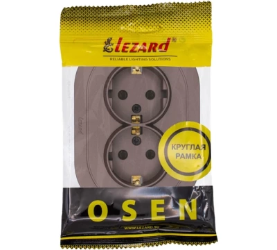 OSEN Розетка двойная с/з ПБТ Шоколад КРУГЛАЯ (10шт/120шт)
