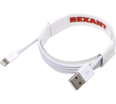USB кабель для iPhone 5/6/7 моделей ОРИГИНАЛ (чип MFI) 1М белый REXANT