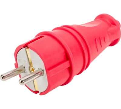 NE-AD Вилка штепсельная с кольцом с/з 16А (каучук),Красный (1/35/350)