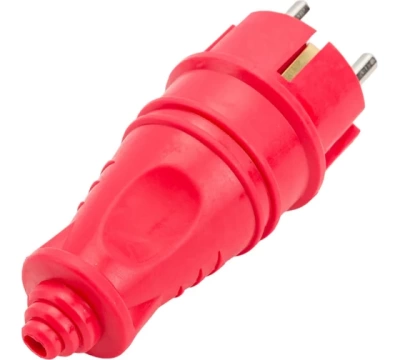 NE-AD Вилка штепсельная с кольцом с/з 16А (каучук),Красный (1/35/350)