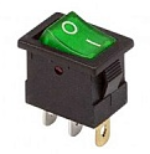 Выключатель клавишный 12V 15А (3с) ON-OFF зеленый  с подсветкой  Mini  REXANT   (10)